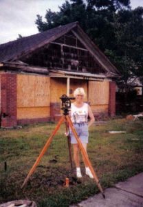 Bungalow Circa 1992 Virigina in front with surveyor equipment