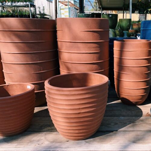 Terracotta color ribbed pottery