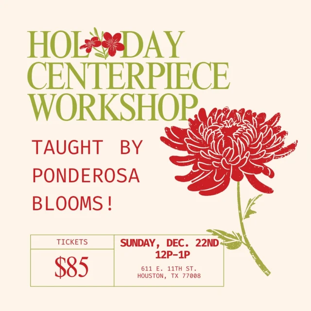 Tickets Are Still Available for This Sunday!!🚨☝️

We invite you to kick off the holiday season by joining the Ponderosa team at Buchanan’s Native Plants for an afternoon surrounded by beautiful seasonal blooms on Sunday, December 22, 2024!❄️🎄🎁

Link in Bio>>>>