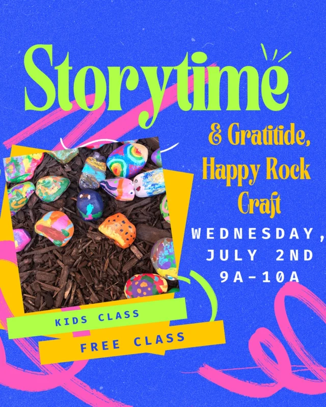 Start the morning off with a feel-good story read by @goodonpaper.htx followed by painting your own gratitude or happy rock!🎨

Wednesday, July 2nd, 2025, 9a-10a, AGES 10 and UNDER

FREE CLASS